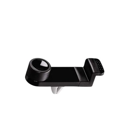 HandyOase Hama Universal Kfz-Halterung (Schwarz) fürs Lüftungsgitter: schwarze Smartphone-Halterung mit rundem Befestiger, verstellbarem Griff und 360-Grad-Drehung, auf weißem Hintergrund fotografiert.
